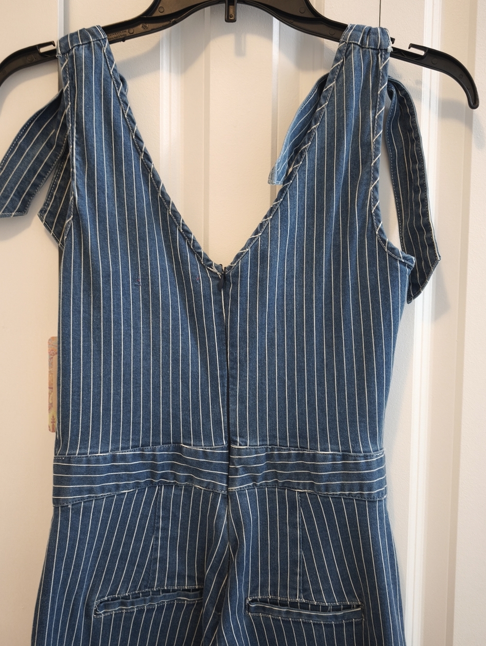 Chelsea & Violet NWT Stripe Denim Jumpsuit With Tie Straps - Picture 6 of 9